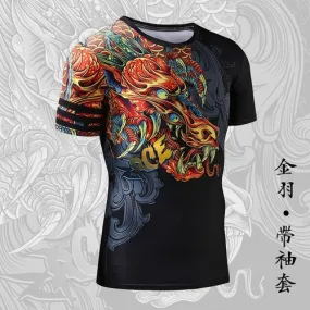 3D Printed Tattoo Style Colorful Monster Shirt with Sleeve