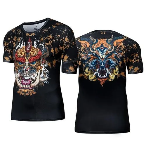 3D Printed Tattoo Style Colorful Monster Shirt with Sleeve