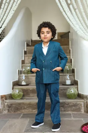 Aabshaar - Organic Cotton Lurex Blazer Trouser Set For Boys