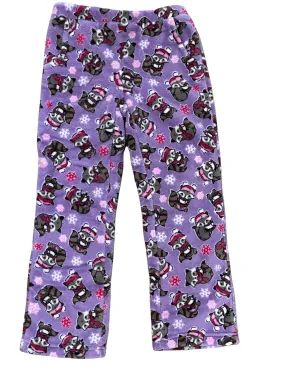 Candy Pink Girls Fleece RACOON & SMORES Pattern Pajama Pants