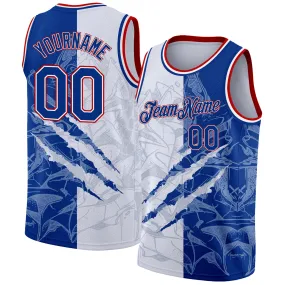 Custom Graffiti Pattern Royal-Red 3D Scratch Authentic Basketball Jersey