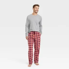 New - Men's Plaid Microfleece Pajama Set 2pc - Goodfellow & Co Gray XL