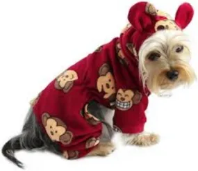 Silly Monkey Fleece Hooded Pajamas - Burgundy