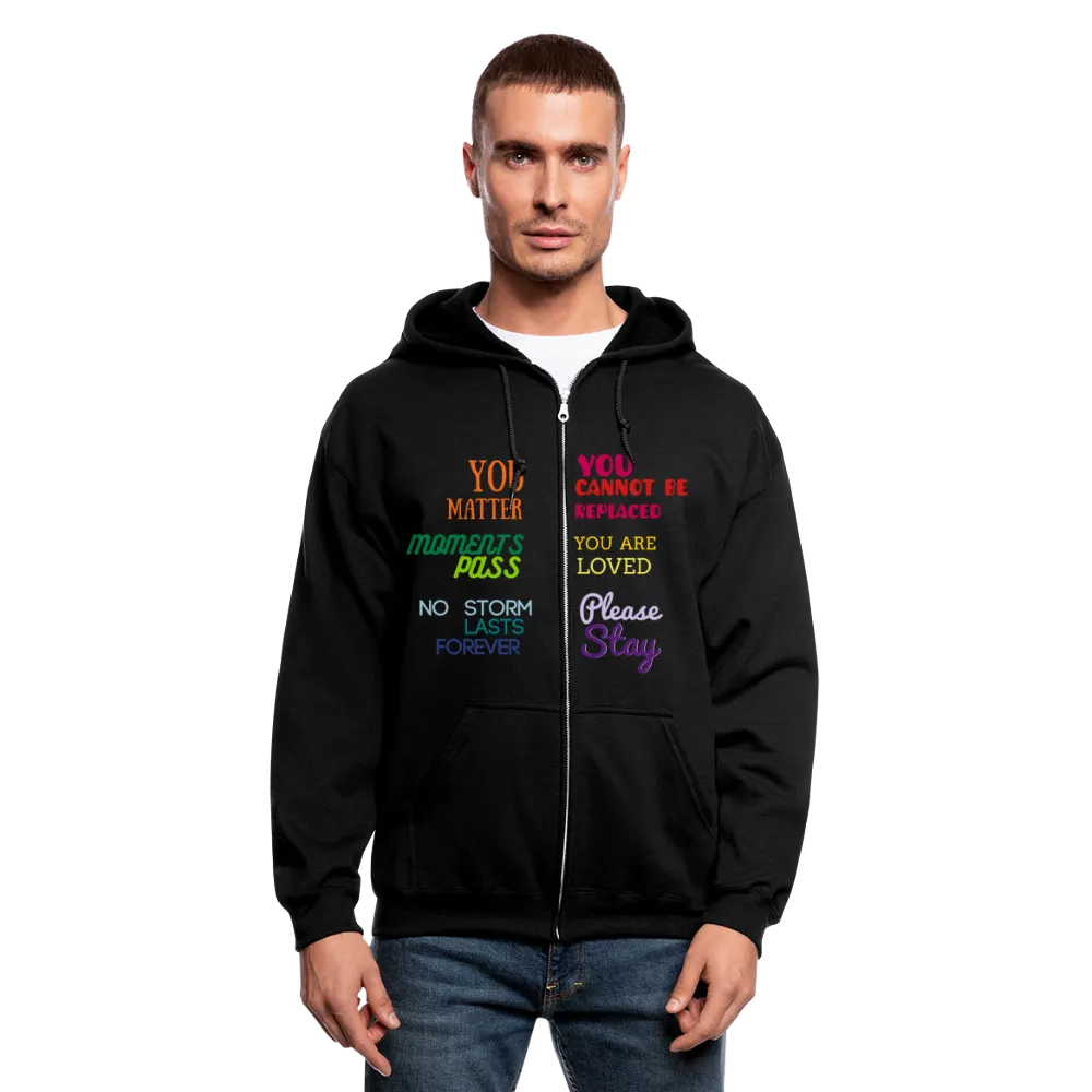 *SWEARY* Unisex WordsMatter Zip Hoodie (Semicolon Heart Back)