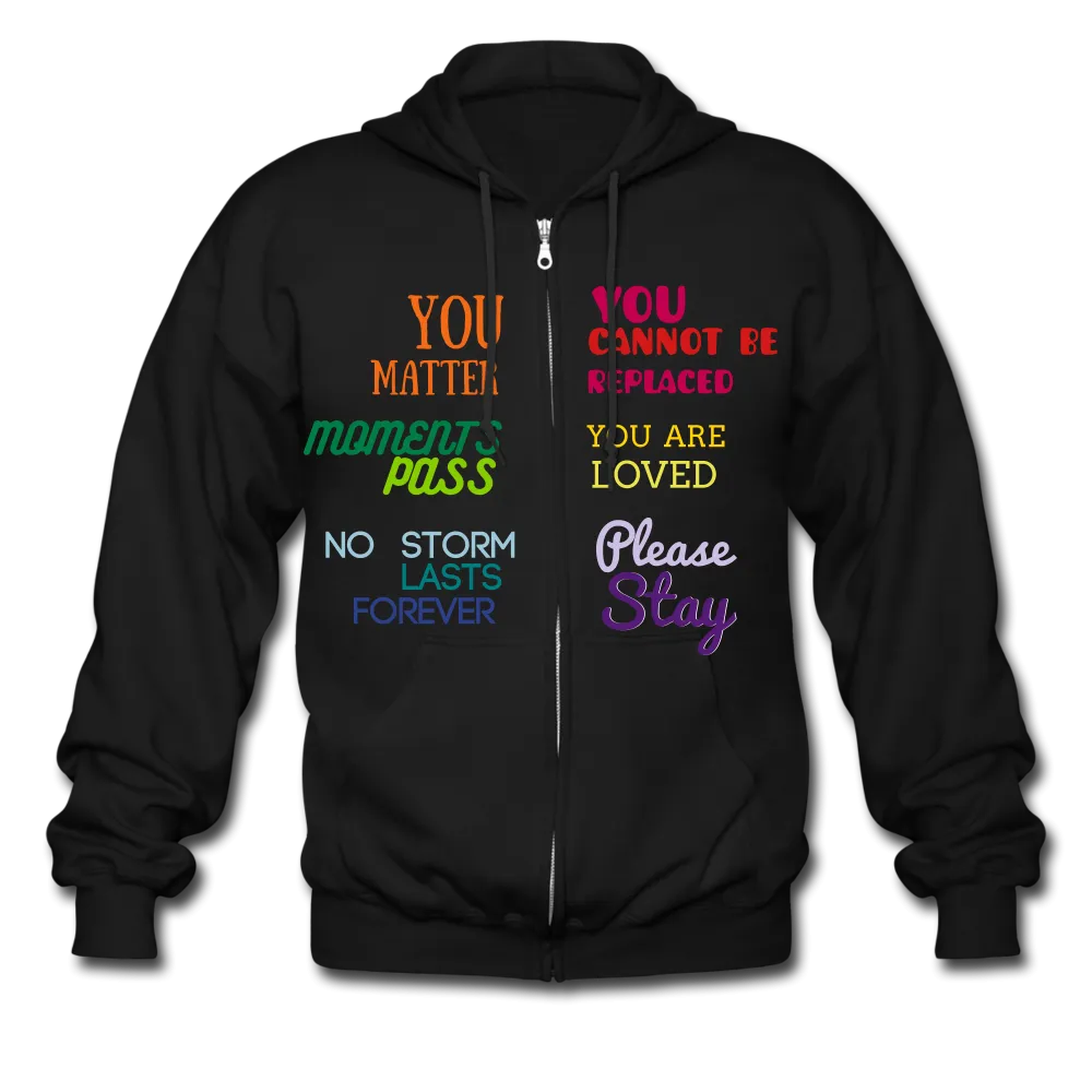 *SWEARY* Unisex WordsMatter Zip Hoodie (Semicolon Heart Back)