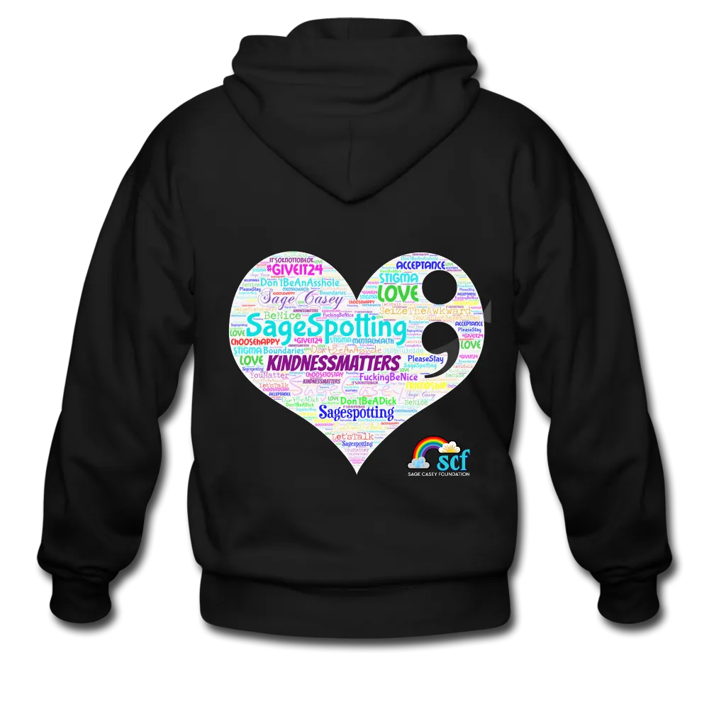 *SWEARY* Unisex WordsMatter Zip Hoodie (Semicolon Heart Back)